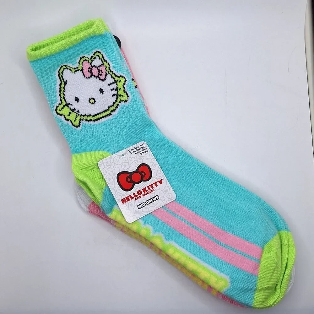 Hello Kitty Cinnamonroll mid crew socks 2 pair sanrio characters